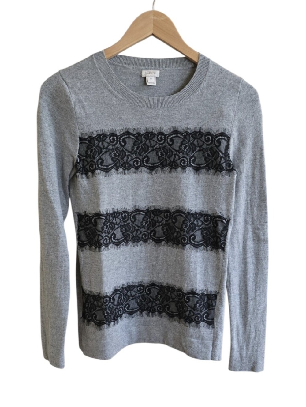J. Crew Women's Merino Wool Blend Striped Lace Teddie Sweater. Size XS